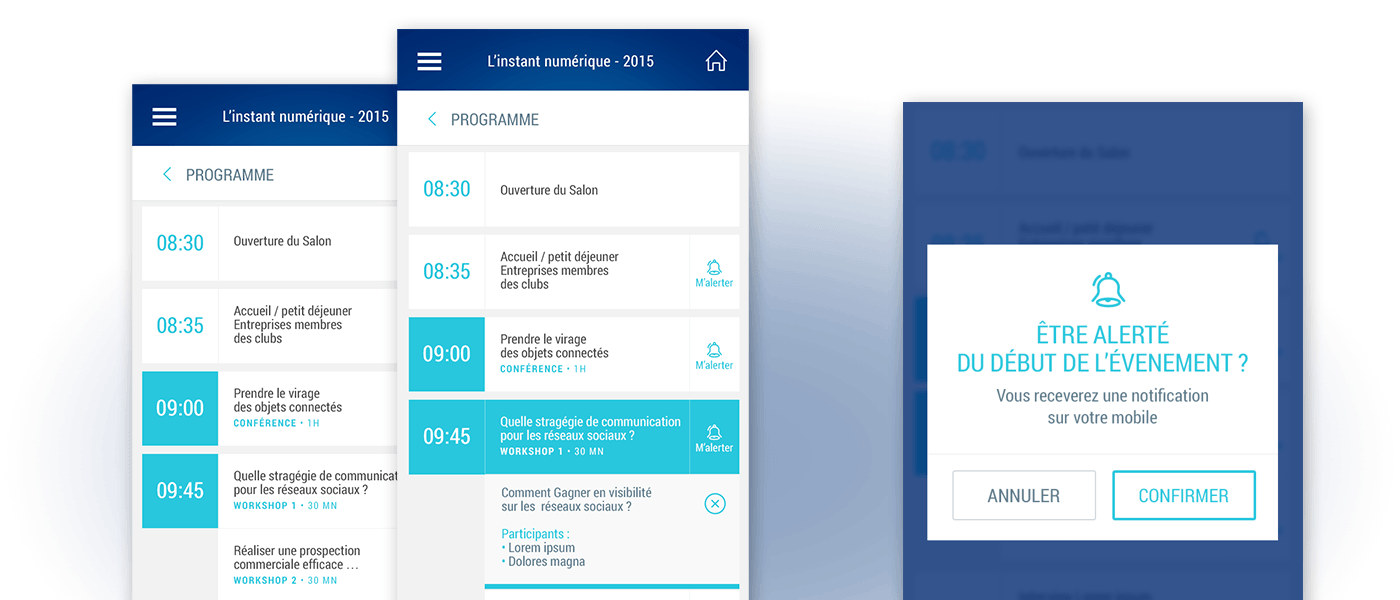 Système de rappel des évènements - Développement technique de l'application
